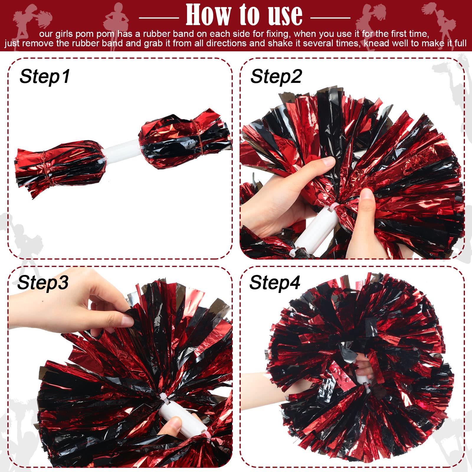 Amazon.com : WILLBOND 12pcs Cheerleading Pom Poms Bulk